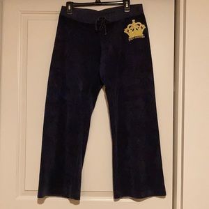 Juicy Couture Dark Blue Track Pants With Yellow Logo Detail